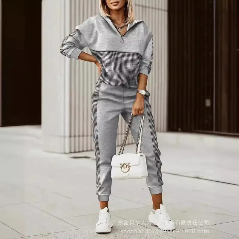 

2024 New Spring Summer Women's Clothing Printed Long Sleeve Hooded Top Trousers Casual Suit 2-Piece Set