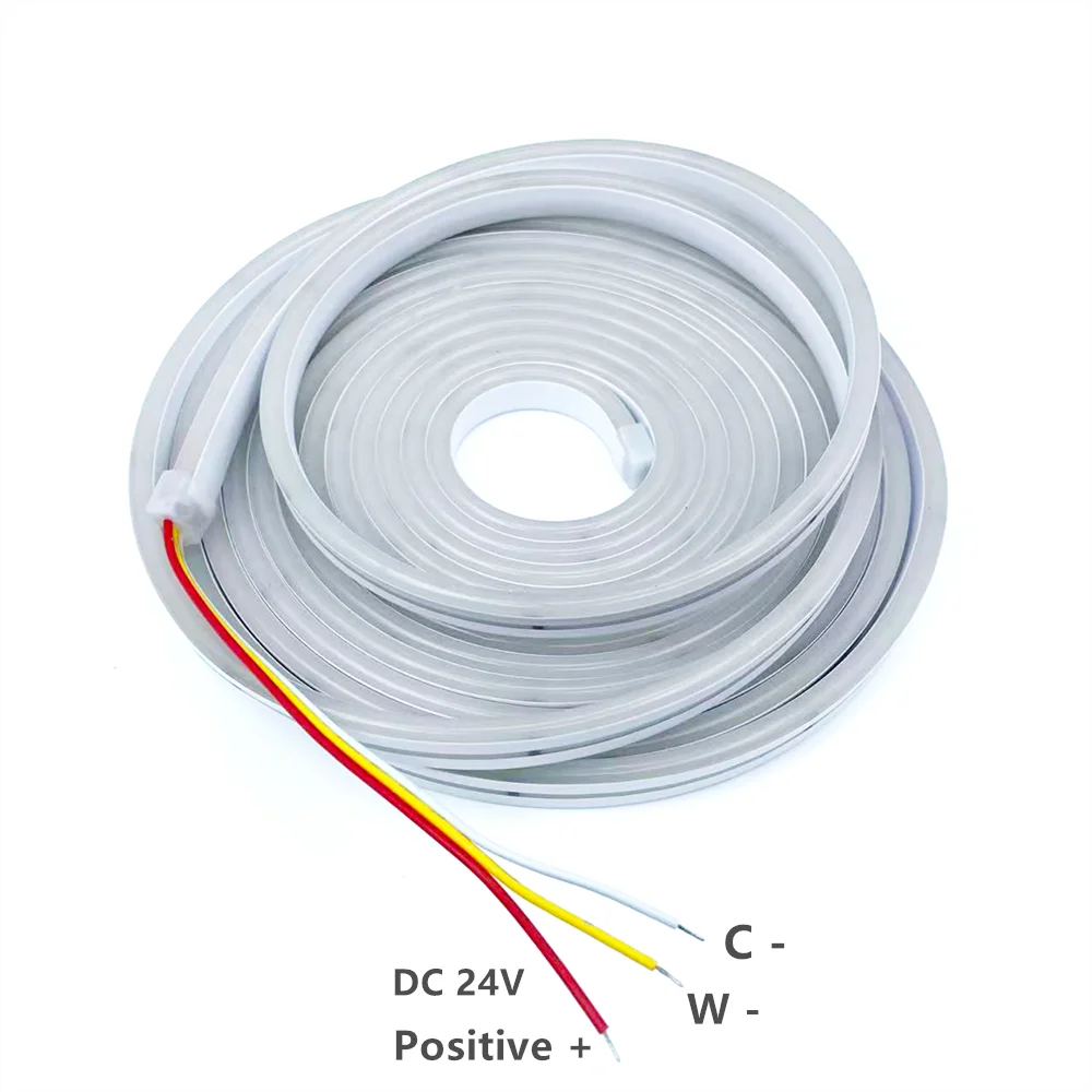 24V CCT LED 네온 스트립 라이트 방수 2700K에서 6500K 조절 가능한 색상 디밍 가능한 LED 테이프 색상 변경 실리콘 라이트 스트립