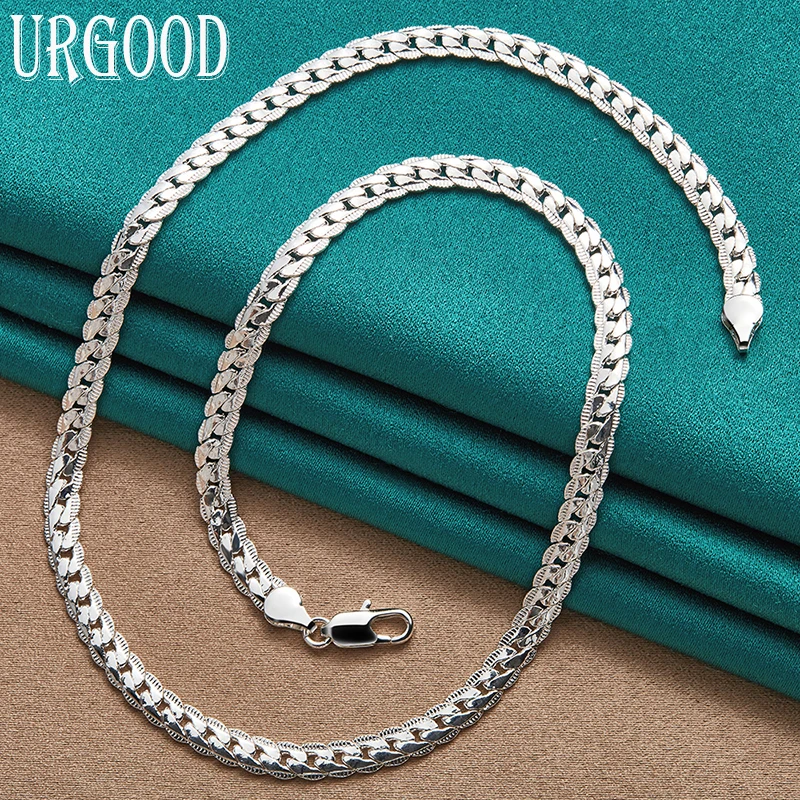 

925 Sterling Silver 16/18/20/22/24 Inch 6mm Side Chain Necklace For Women Men Party Engagement Wedding Fashion Jewelry