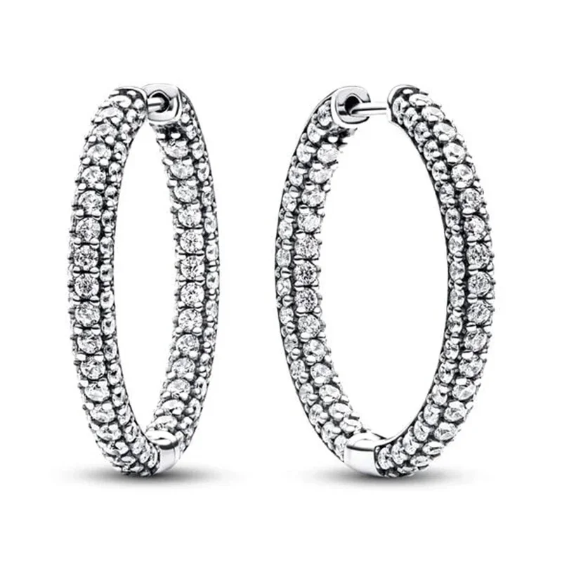 

Женские однорядные серьги-Обручи из серебра 100% пробы