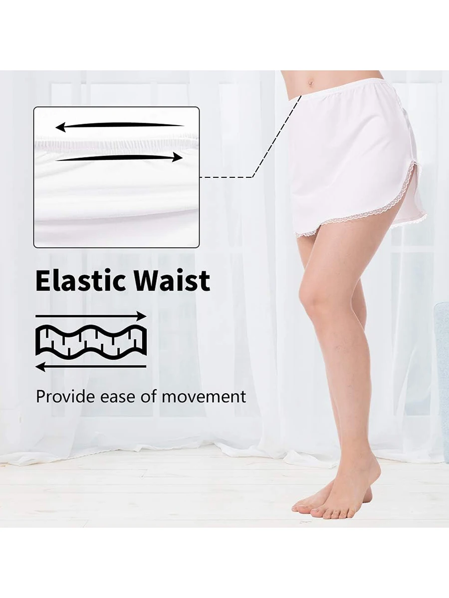 Women's Half Slips Elastic Waist Solid Color Split Underskirts Lace Trim Short Skirts for Under Dresses underskirt lining lolita underskirt