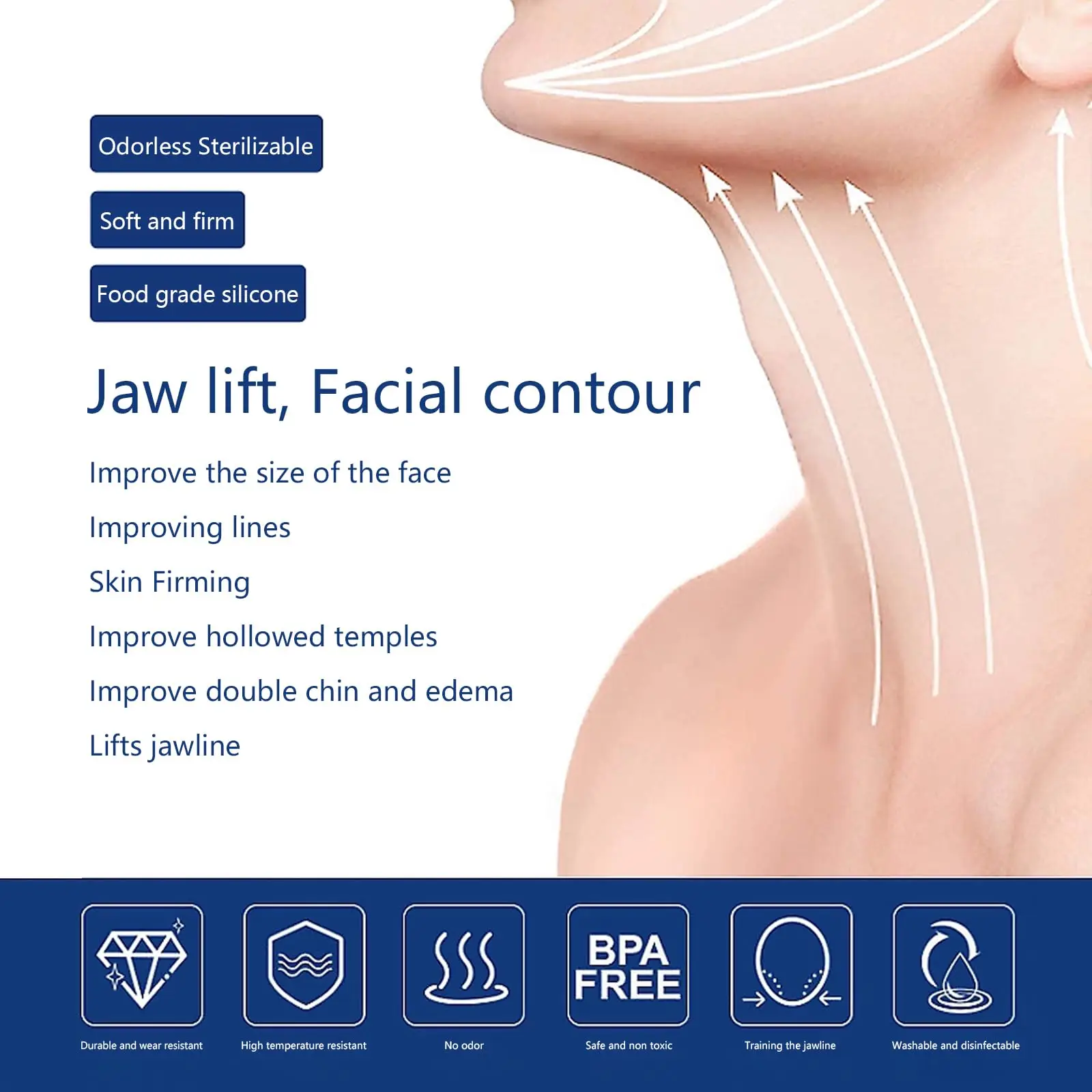 6 pièces d'entraîneur musculaire de ligne de mâchoire, entraîneur de  mâchoire de muscle de masséter de silicone, outil de mastication d' entraîneur de ligne de muscle de cou facial facial. : : Sports