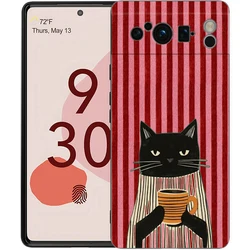 Colorful Striped Art Cat Luxury Phone Case - Black Soft TPU Cover - Google Pixel 8 Pro (A1)