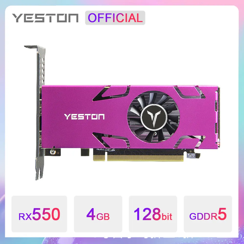 gpu pc YESTON Radeon RX 550 4HDMI Graphic Card GDDR5 4GB 128Bit Computer GPU RX550 4G 4 HDMI GA AMD Video Card Support Split Screen gpu pc Graphics Cards