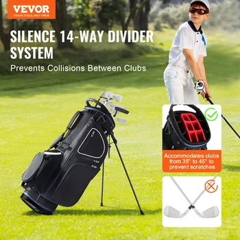 VEVOR Golf Cart Bag with 14 Way Organizer Divider Top Pockets Premium Cart Bag Durable Golf Bags with Handles & Dust Cover 2