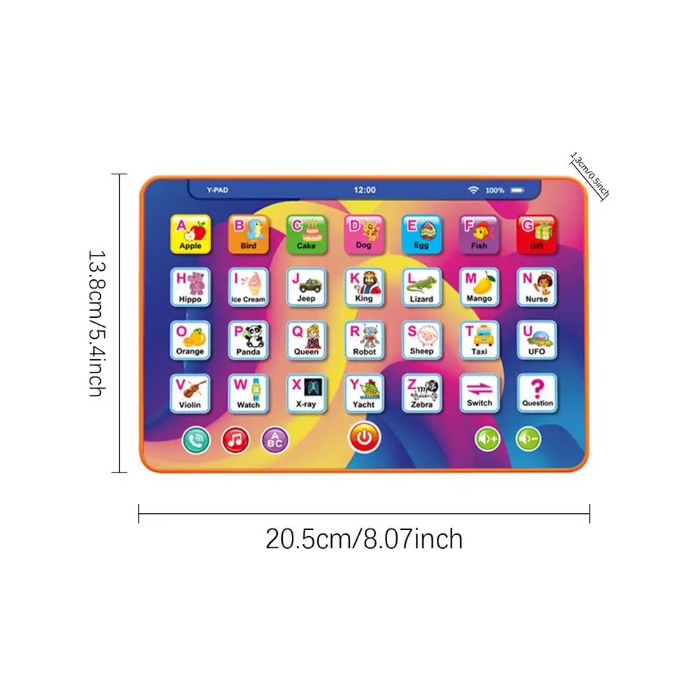 Childrens Learning Tablet 7-Inch Kids Smart Pad Ergonomic Alphabet Learning Preschool Learning Activities Touch & Learn Tablet