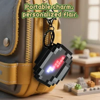 Creative 3D Kids Rechargeable Pixel Compass Keychain Cartoon Backpack Key chain Game Periphery Toys Birthday Gifts Office Parner 4
