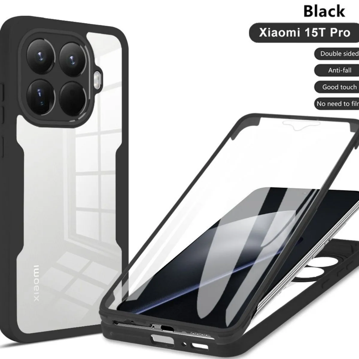 360° Shockproof Phone Case with Built-in Screen Protector and Transparent Back