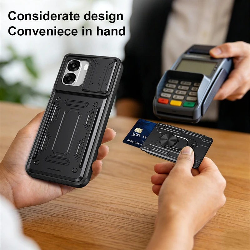 Kickstand Armor Case with Card Slot and Ring Stand Holder