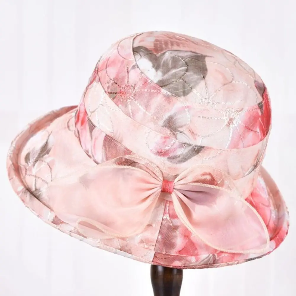 Trendy Bow Design Women's Sun Hat UV Protection Breathable Beach Hat Lightweight Wide Brim Bucket Hat Summer Outdoor