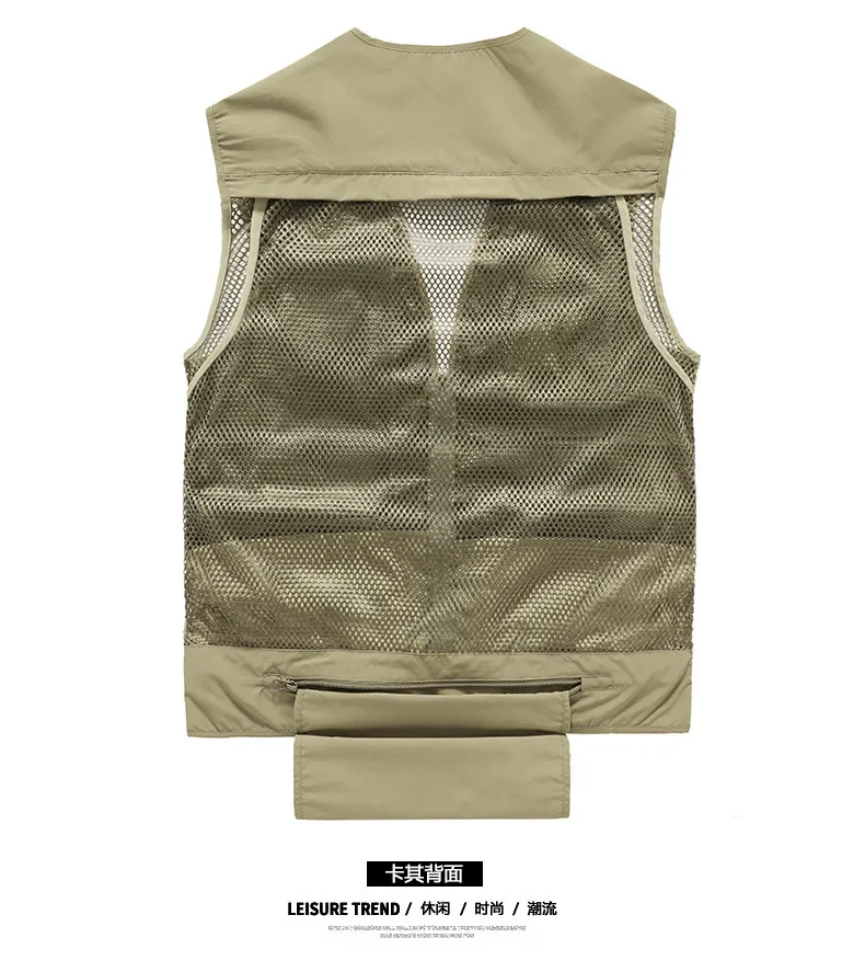 Description Picture 6 of itemSummer Outdoor Cargo Vest Men Leisure Multi-pockets Mesh Breathable Waistcoat Men Fishing Photography Mens Vest Large Size S-5XL