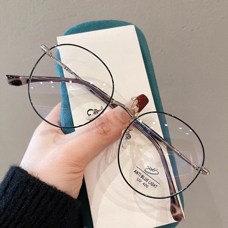 Classic Blue Light Blocking Women Glasses Frame Fashion Round Metal Reading Eyewear Optical Prescription Presbyopia Eyeglasses 3