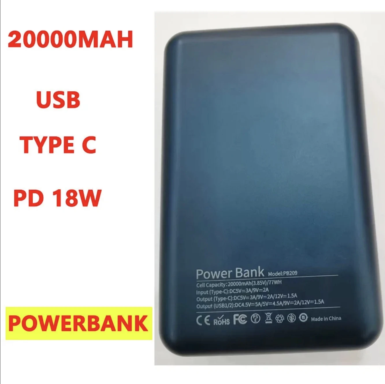 

Внешний аккумулятор на 20000 мА · ч, внешний аккумулятор мощностью 18 Вт, внешний аккумулятор с быстрой зарядкой и двойным USB-выходом типа C