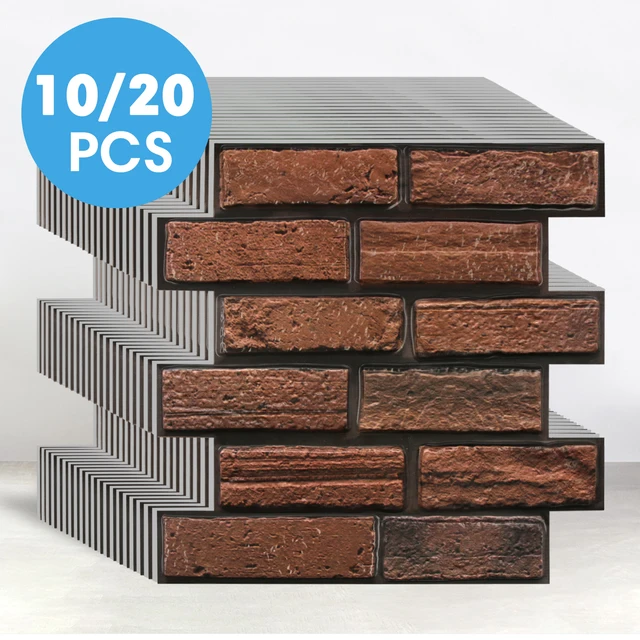 10/20 ชิ้น 3D Faux Brick Peel และ Stick PVC สติ๊กเกอร์ติดผนัง, กันน้ําติดตั้งง่ายผนังแผง, ผนังภายในตกแต่ง 1