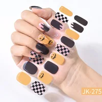 Halloween Design Nail Stickers Wholesale Full Cover Semi-cured UV Gel Nail Art Stickers Gel Nail Strips Press On Nail Decal 2
