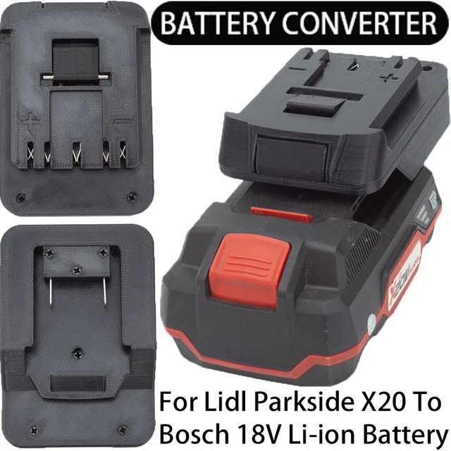 Bosch 18V 리튬 이온 도구 용 배터리 변환기 Lidl Parkside X20V 리튬 이온 배터리 어댑터 전동 공구 액세서리 도구 드릴 Bosch 18V 리튬 이온 도구 용 배터리 변환기 Lidl Parkside X20V 리튬 이온 배터리 어댑터 전동 공구 액세서리 도구 드릴