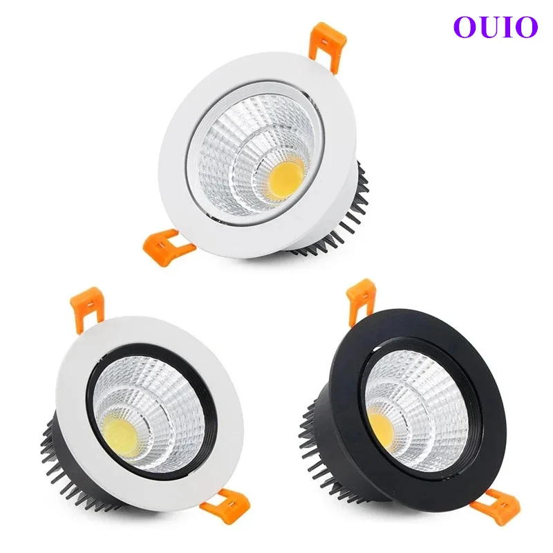 

Recessed Round Dimmable LED Downlights 20W 15W 12W 9W 7W 5W COB Ceiling Lamps Spot Lights AC90~260V Indoor Lighting Power Driver