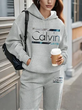 Letter Printed Women's Tracksuit Quality Two Piece Set for Women Fashion Jogging Sweatshirt Suit Drawstring Sports Daily Hooded