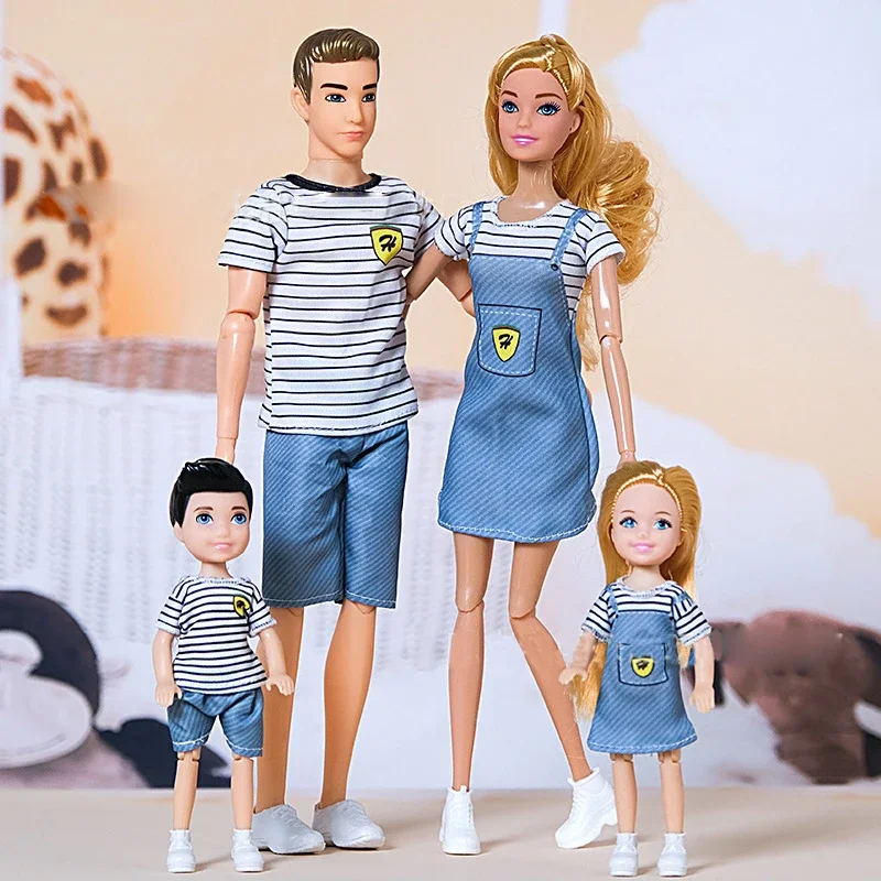 1/6 BJD Family Dolls with Parent-Child Wear Couple Dolls Baby Girl Mom Dad Role Play Toys DIY Doll House Toy for Girls Gifts - 6