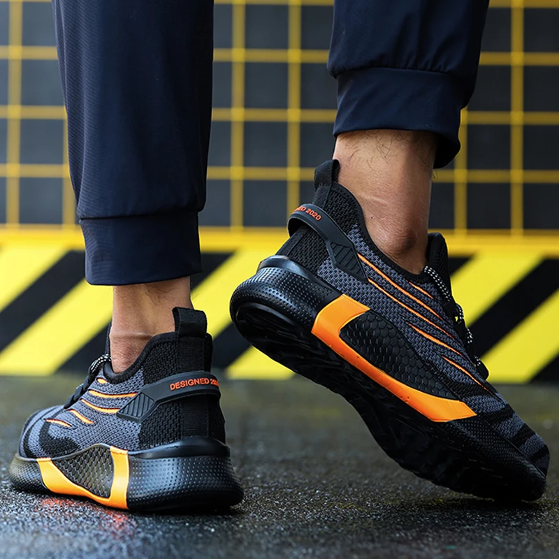 Safety Shoes Men Shoes Safety Shoes Men Anti-Smashing Steel Toe Cap Puncture Proof Construction Lightweight Breathable Sneaker Work Boots Women Quality