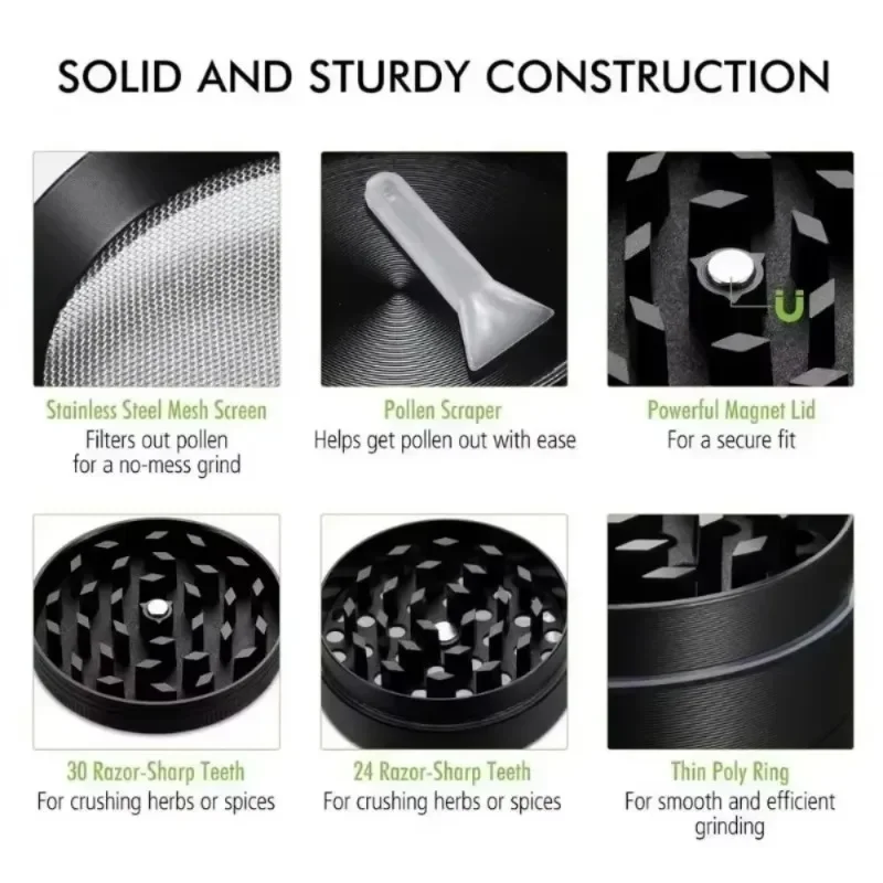 2inch Metal Herb Grinder 4-layer Manual Spice Mill Pepper Mortar Crusher Raw Grass Tobacco Grinder Smoking Cigarette Accessories 4