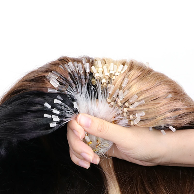 Micro Loop Hair Extensions Cold Fusion Hair Extensions Easy Install No Sticky Glue Natural Human Straight Soft