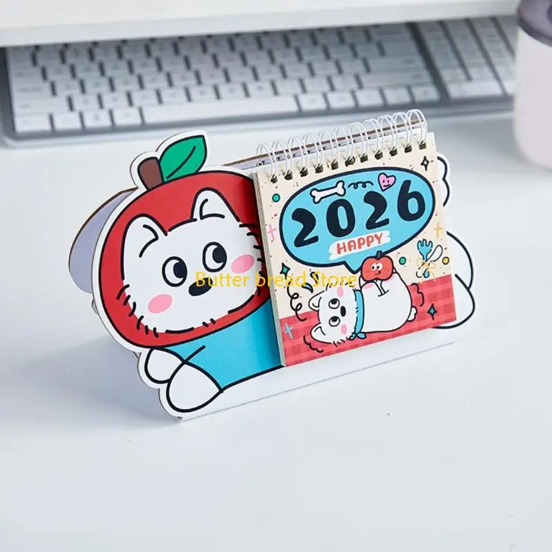 W89C 2026 캘린더 럭키 도그 데스크 달력 데스크탑 장식품 월간 캘린더