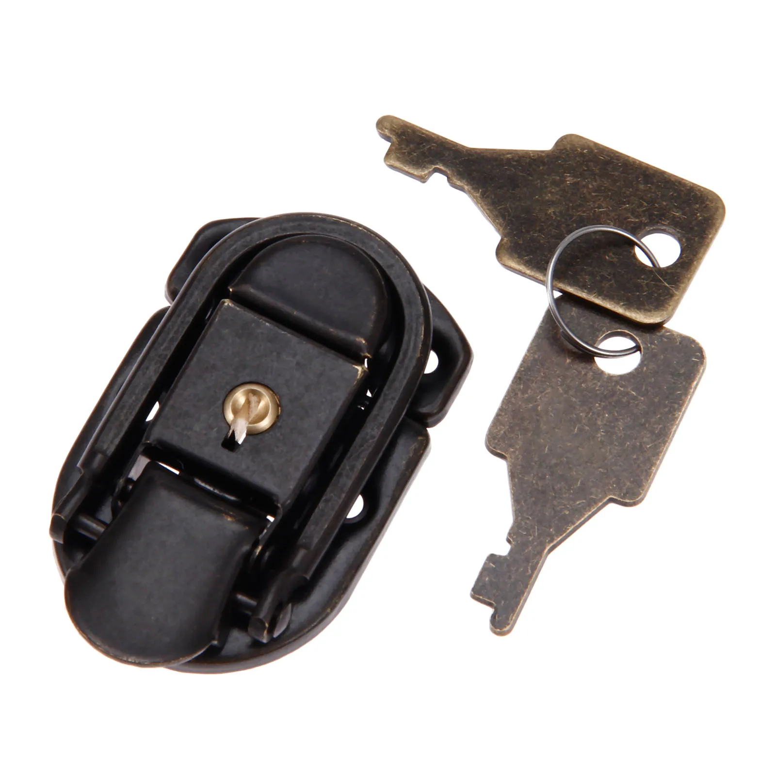 DRELD 1Pcs 58*34mm Iron Based Iron Purse Key Lock Antique Box Locks Vintage Wooden Box Toggle Latch Hasps Furniture Hardware