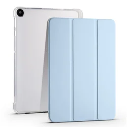 Luxury Transparent Flip Leather Tablet Case - Soft Clear Skin Feel, Shockproof Protection Cover for Matepad T10 (Sky Blue)