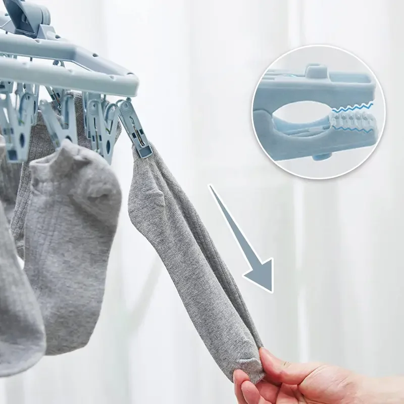 1/3PCS Foldable Drip Hanger with 32 Clips - Plastic Hanging Drying Rack for Clothes Underwear Socks Suitable for Bedroom Balcony 4