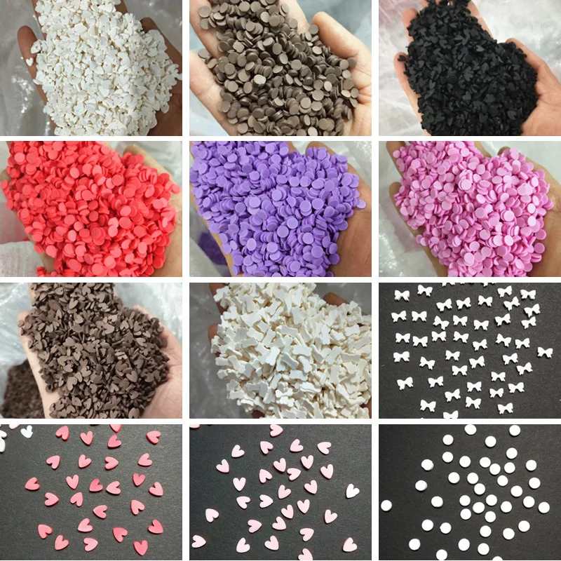 

Wholesale 500g 5mm Round,Heart, Bow Polymer Clays for DIY Crafts Tiny Cute plastic klei Accessory