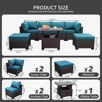 Outdoor Patio Dark Brown Rattan 7 Piece Sectional Set PE Wicker Conversation Sofa with Liftable Storage Table, Non-Slip 5" Thick 2