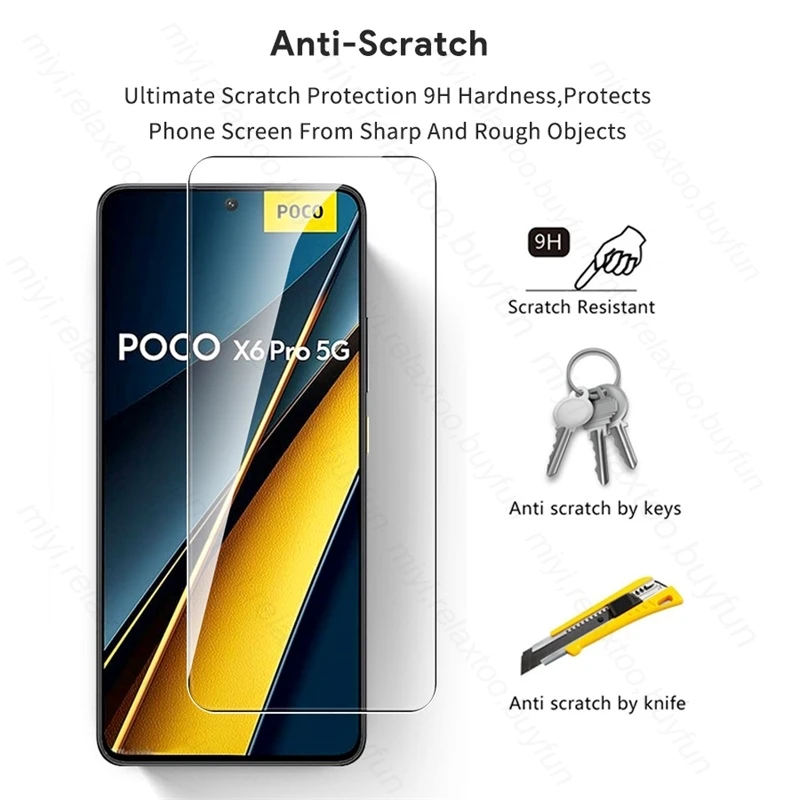 Tempered Glass Full Cover Screen Protector For Poco X6 Pro 5G 3PCS