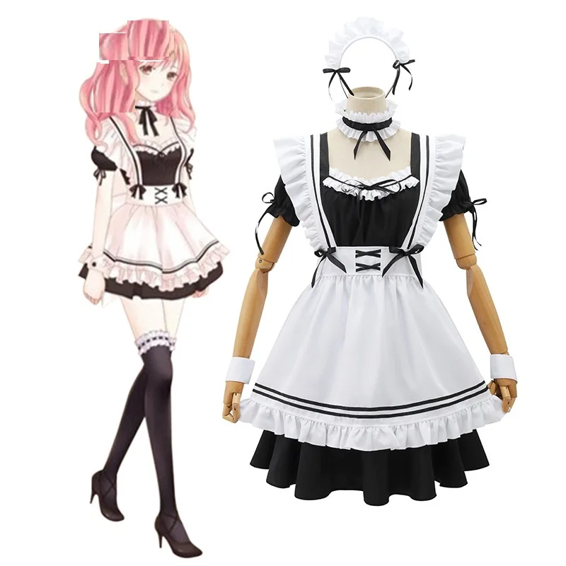 

2022 black Lolita Maid Nikki-Dress UP Queen Maid Costume Cos Cute Maid Cosplay Costume Anime Show Japanese Women's Clothing