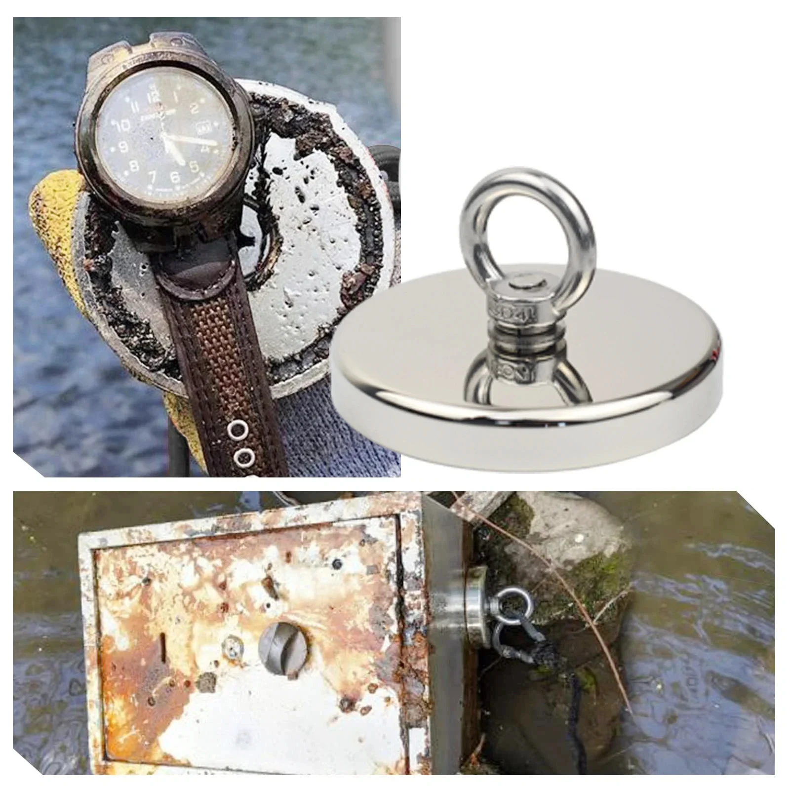 Fishing Magnets Super Strong Neodymium N52 Heavy Duty Rare Earth with Countersunk Hole Eyebolt