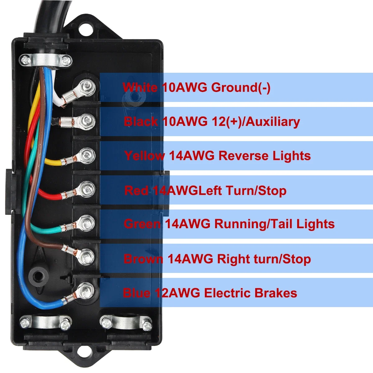 8FT 7Way Trailer Plug Inline Trailer Cord Socket Plug Connector Adaptor Waterproof Wiring Harness 7Pin Connector