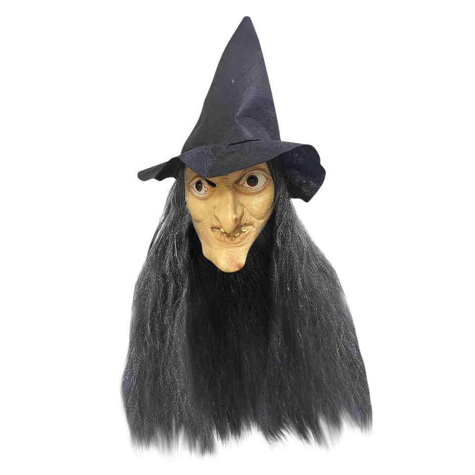 Masque De Sorcière Vieille Femme Avec Perruque Et Chapeau – Latex, Réaliste, Pour Halloween, Cosplay Et Escape Game