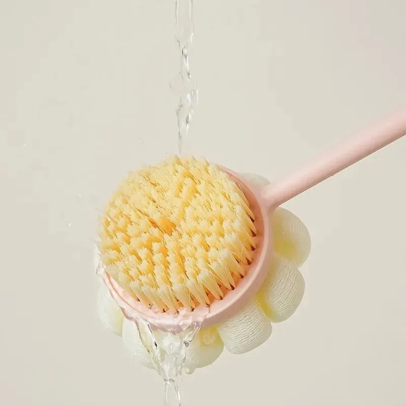 양면 샤워 바디 브러시 실리콘 롱 핸들 욕실 워시 브러시 입욕 마사지 백 바디 엑스 폴리 에이 팅 브러시 목욕 용품