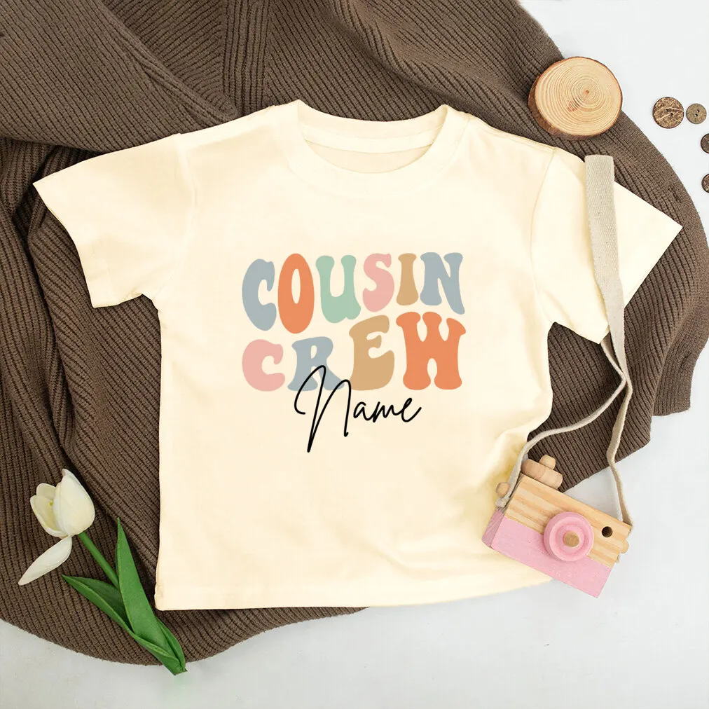 Personalized Cousin Crew Kids Shirt Retro Custom Name Cousins Matching T-shirt Child Summer Short Sleeve Tee Toddler Clothes Top 3