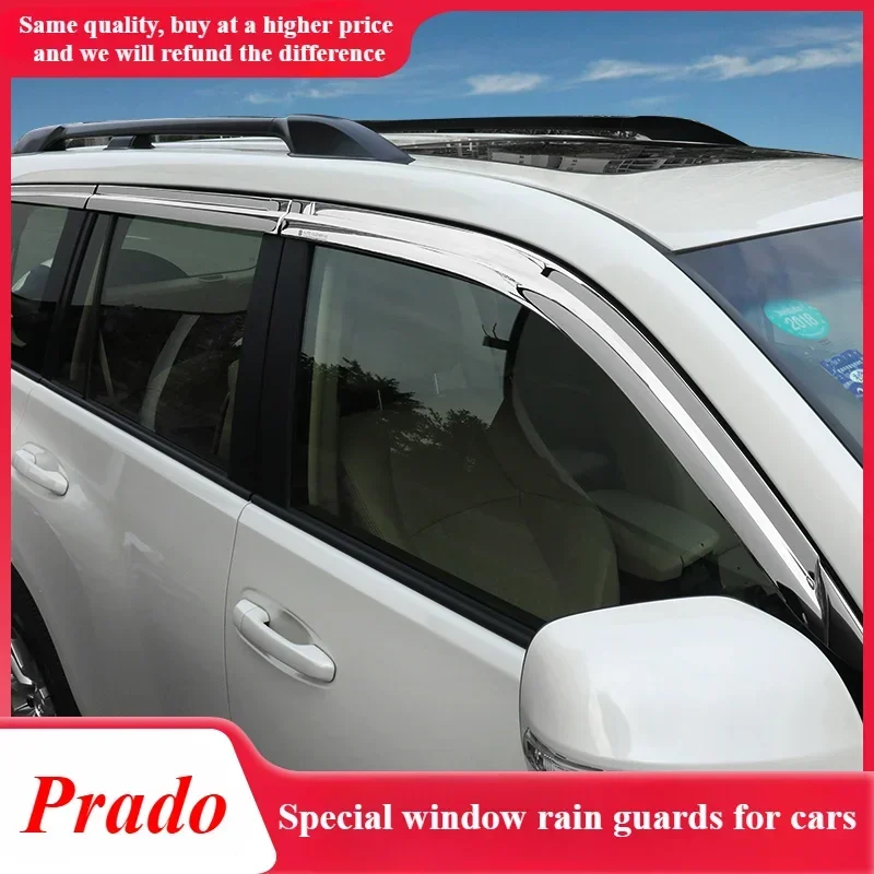 Car Window Rain Guard Sun Visor Cover Shield Side Window Deflector Fully Electroplated MotificationStyling for Toyota Prado2700
