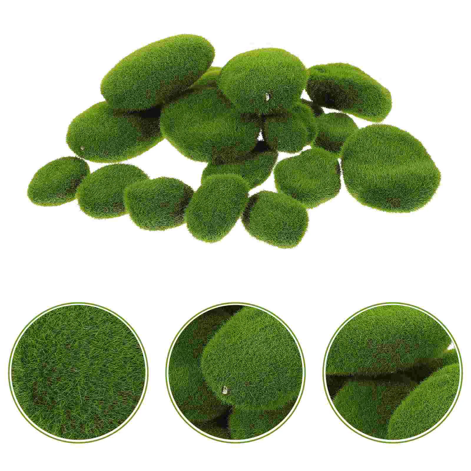 20 Pcs Green Wall Bonsai Micro Moss Stone Diy Artificial Office Decor Rock Fish Tank Realistico Mossy Ornament Plastic