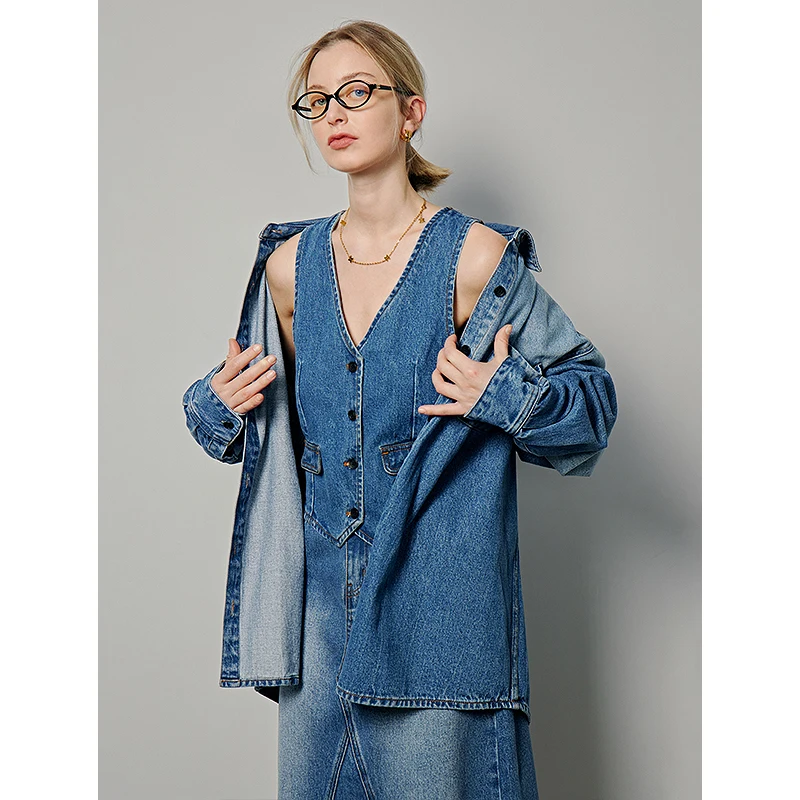 Fur Vest Women Vest TOYOUTH Women Cowboy Vest Coat Autumn Streetwear Style