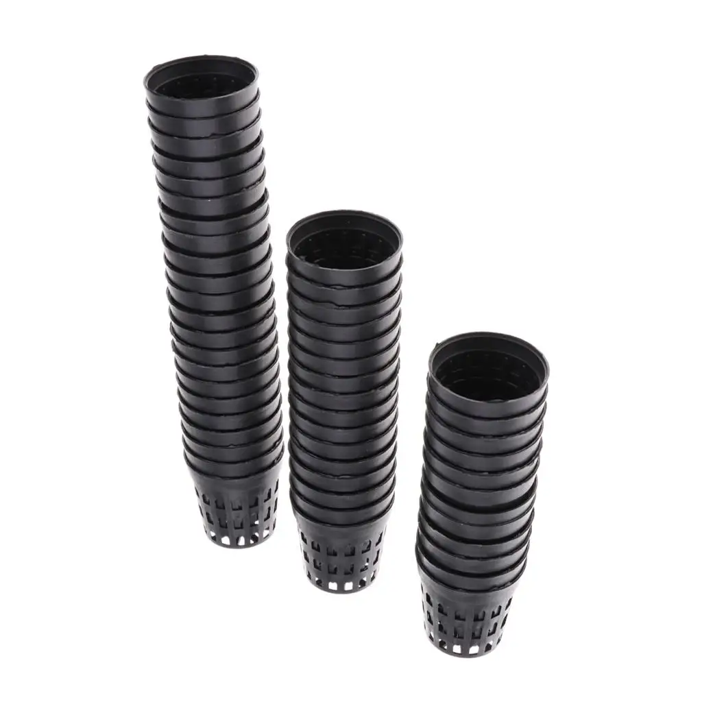 50pcs Round Plant Planting Basket Aquatic Net Slit Pot Hydroponics Planting