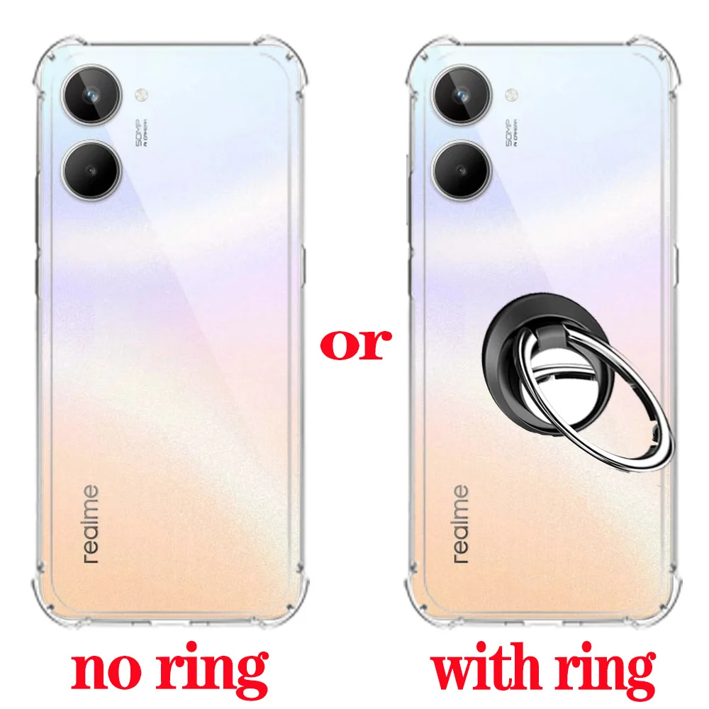 Ring Holder Case For Realme 10 9 8 7 Pro Case&Glass,Silicone Anti-knock  Cover Realme