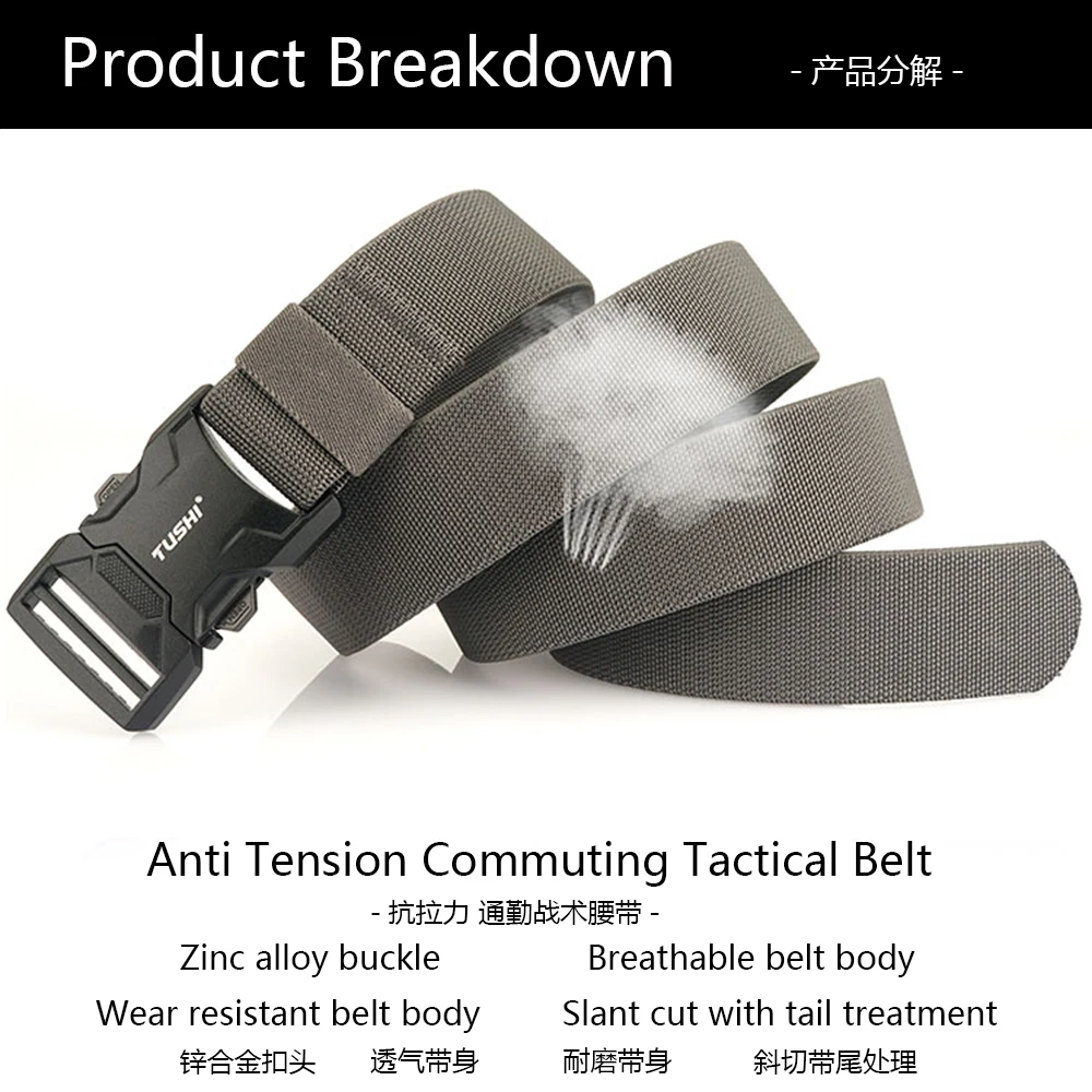 TUSHI NEUE Quick Release Aluminium Legierung Steckbare Schnalle Elastische Gürtel Für Männer Langlebig Taktische Gürtel Cowboy Outdoor Armee Jagd – Detail 10