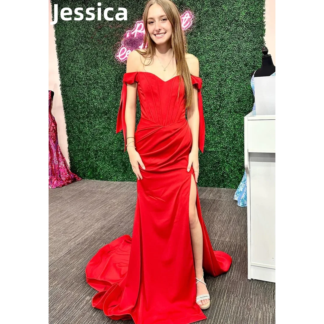 

Jessica Red Prom Dress Mermaid Side Slit Princess Prom Dresses Graduation Party Dresses Vestidos De Fiesta Elegantes Para Mujer