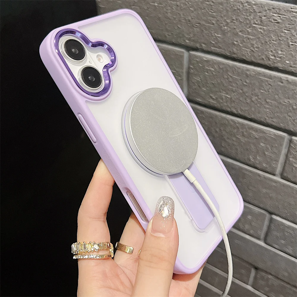 Coque de téléphone magnétique translucide mate pliable pour iPhone 16 15 14 13 12 11 Pro Max, coque arrière givrée antichoc de luxe_voghion.com