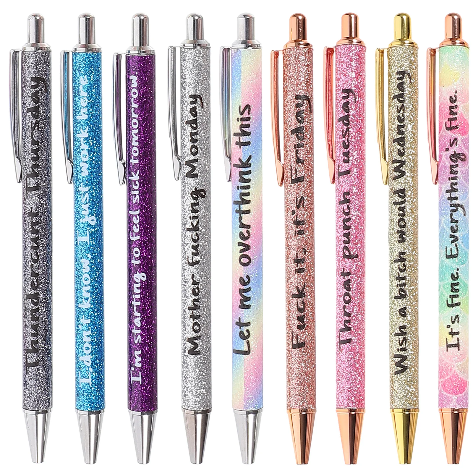

9 шт. шариковая ручка с золотым порошком, украшение для дома, многофункциональные интересные школьные ручки для письма, портативные ручки из алюминиевого сплава