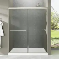56-60" W x 70" H Semi-Frameless Sliding Shower Door, Glass Shower Door Brushed, Shower Doors can be Installed Left and Right 1