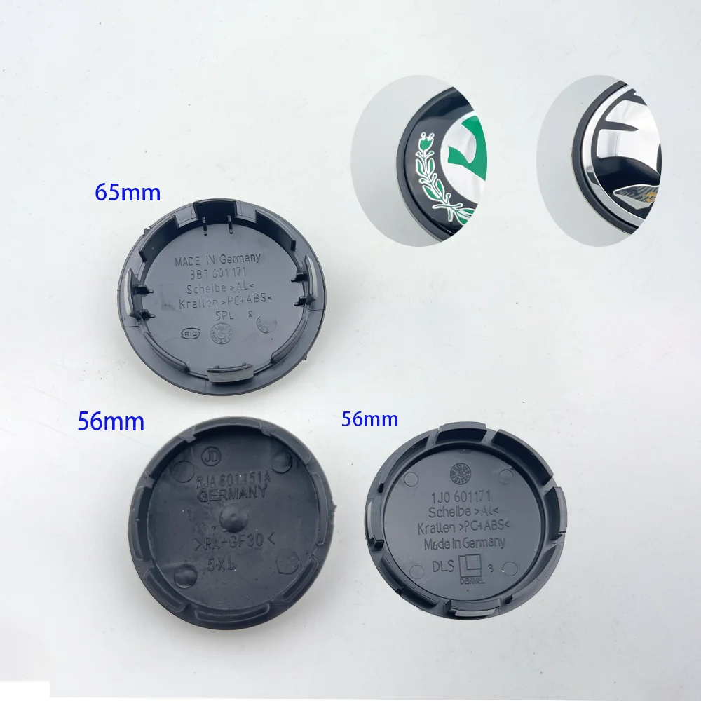 4pcs 56mm 65mm Balck Green Car Wheel Hub Center Caps Cover For Skoda
